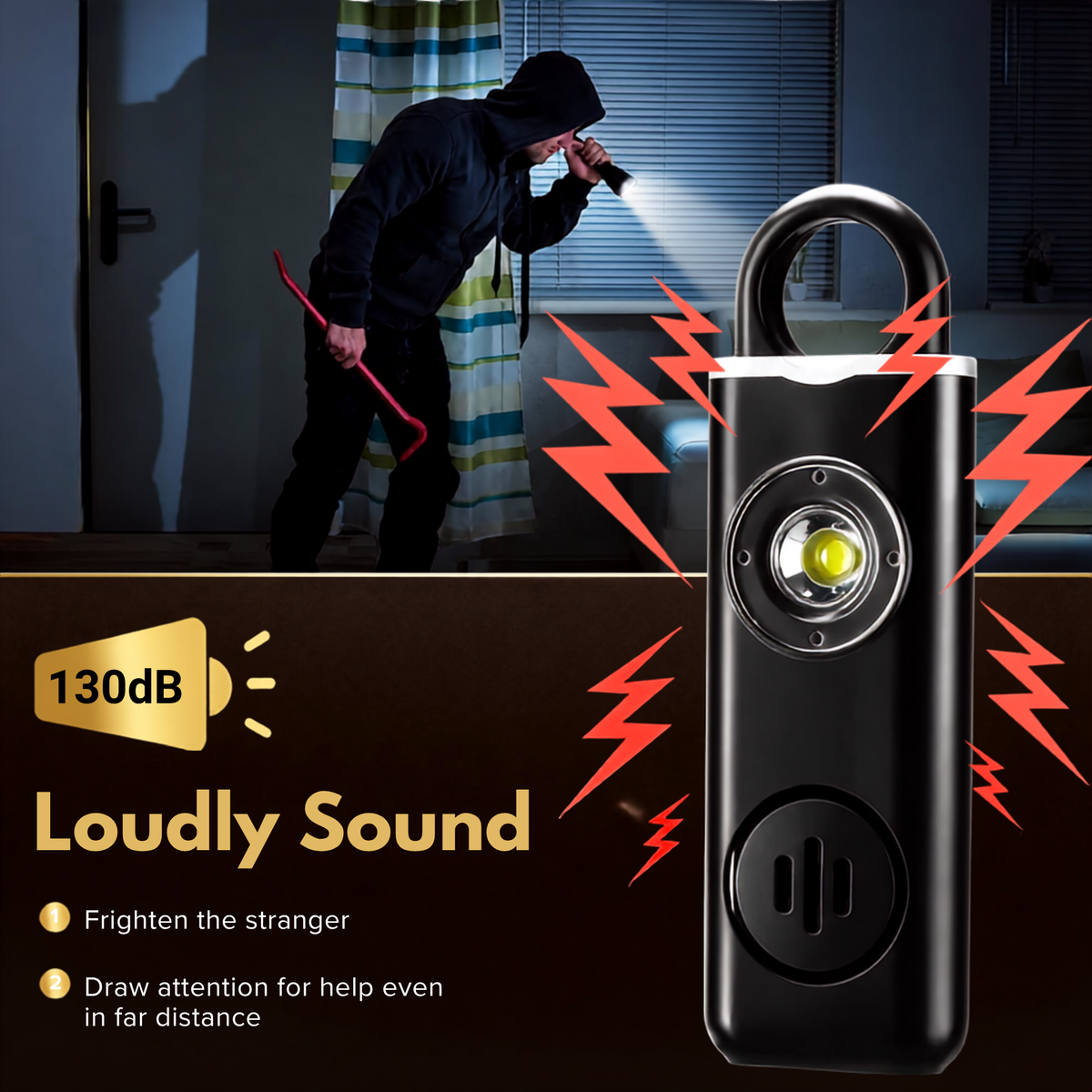 The Shield 🛡️ — 130dB Personal Safety Alarm & Flashlight