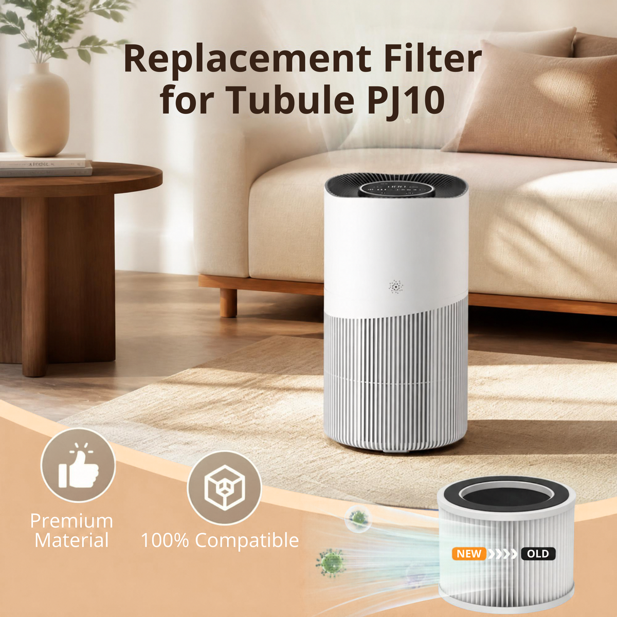 Replacement Filter for The Pet-Proof Air Purifier — H13 HEPA, Smart App Control & Ultra-Quiet 25dB