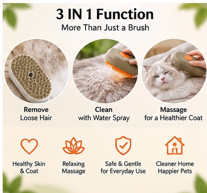 The Glow & Groom — Steam Spray Massage Brush for Cats 😺✨