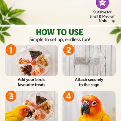 The Spin & Snack — Rotating Foraging Puzzle Toy for Parrots & Birds 🦜🌿