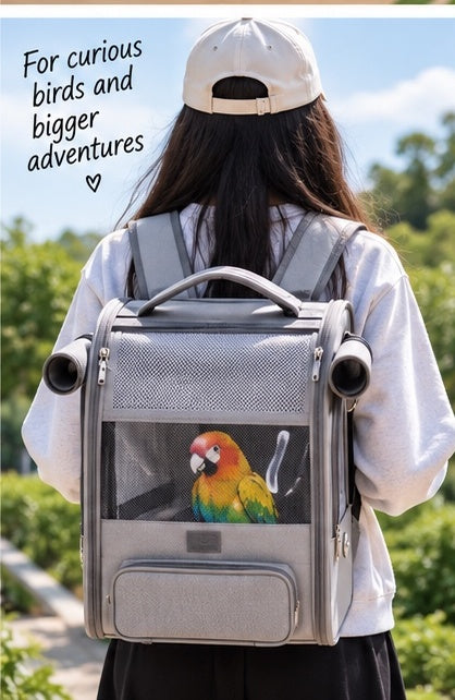 The Wing & Wander — Portable Bird Backpack Carrier with Perch & Tray 🦜✨
