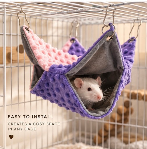 The Snuggle Pod — Double-Thickened Fleece Hanging Hammock for Guinea Pigs, Squirrels & Small Pets 🐿️🫗