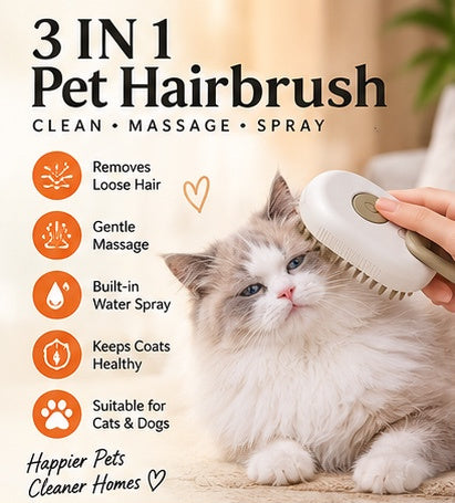 The Glow & Groom — Steam Spray Massage Brush for Cats 😺✨