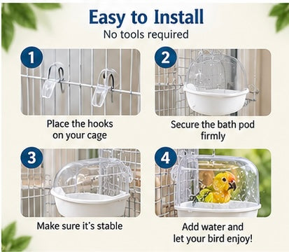 The Splash Suite — Transparent Bird Bath Tub for Parrots & Lovebirds 🦜💧
