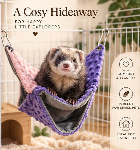The Snuggle Pod — Double-Thickened Fleece Hanging Hammock for Guinea Pigs, Squirrels & Small Pets 🐿️🫗
