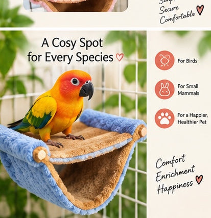 The Snuggle Sack — Plush Hanging Hammock Bed for Small Pets 🐹✨