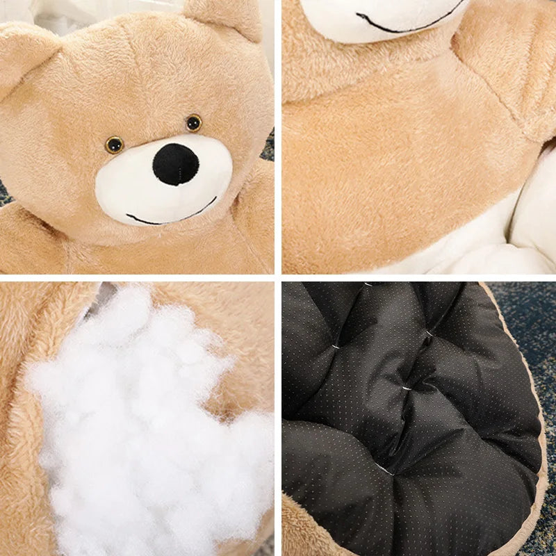 The Bear Hug Bed — Plush Semi-Enclosed Pet Nest for Dogs & Cats Who cuddle in Style 🐾🦎