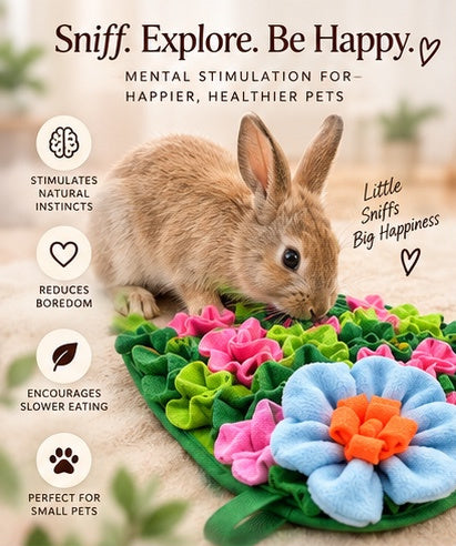 The Bloom Forager — Interactive Floral Feeding Mat for Rabbits, Guinea Pigs & Small Pets 🌸🐇