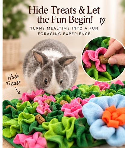 The Bloom Forager — Interactive Floral Feeding Mat for Rabbits, Guinea Pigs & Small Pets 🌸🐇