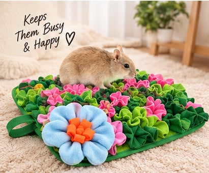 The Bloom Forager — Interactive Floral Feeding Mat for Rabbits, Guinea Pigs & Small Pets 🌸🐇