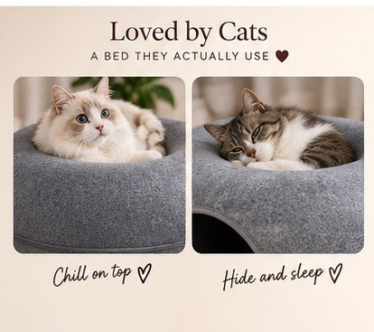 The Donut Den — 2-in-1 Felt Cat Tunnel Bed & Donut Nest for Cats 🐱🍩