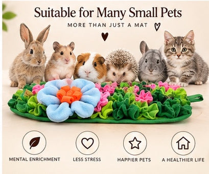 The Bloom Forager — Interactive Floral Feeding Mat for Rabbits, Guinea Pigs & Small Pets 🌸🐇