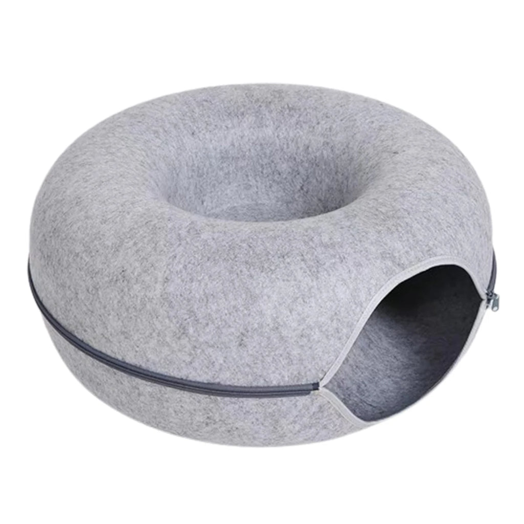 The Donut Den — 2-in-1 Felt Cat Tunnel Bed & Donut Nest for Cats 🐱🍩