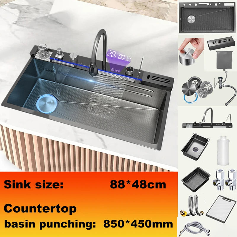 The Grandeur Waterfall Sink — Modern Luxury. Effortless Function. A Kitchen Centrepiece.