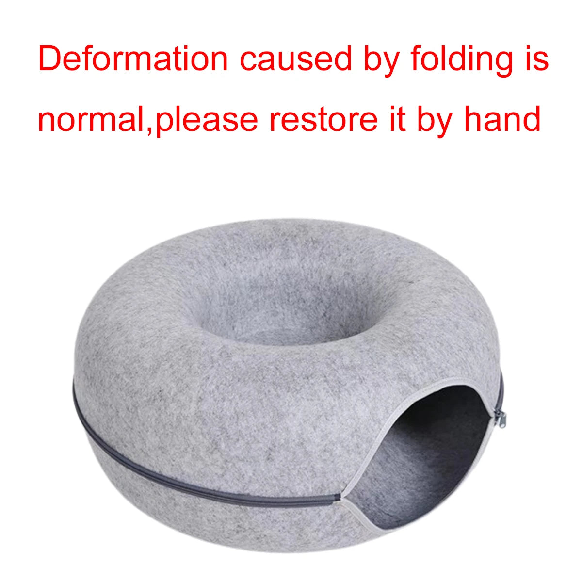 The Donut Den — 2-in-1 Felt Cat Tunnel Bed & Donut Nest for Cats 🐱🍩