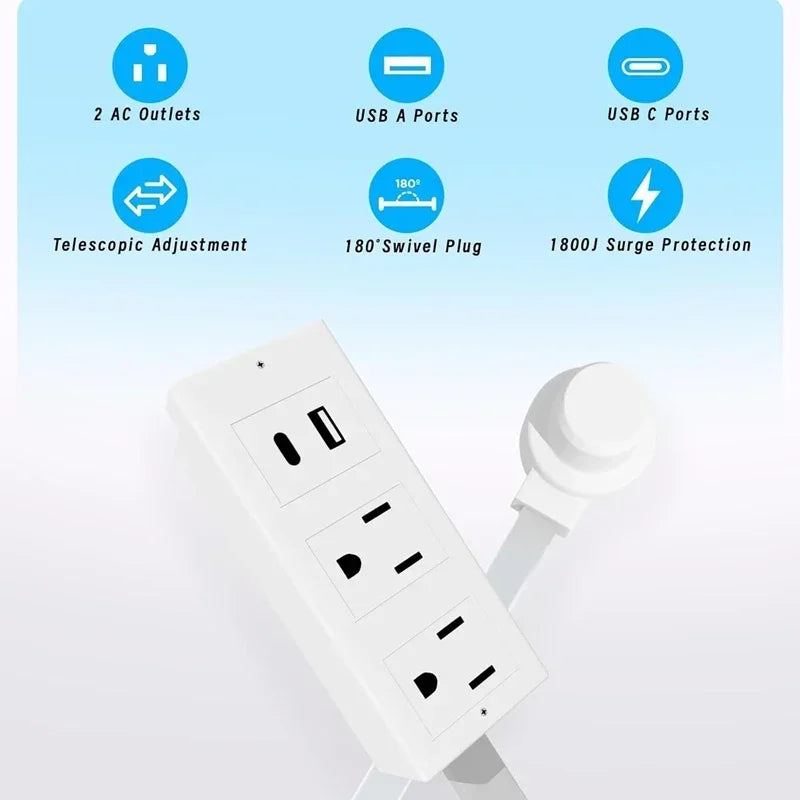The Reach Around — Rotating Extendable Wall Plug Power Socket for Nightstands & Tight Spaces 🔌✨