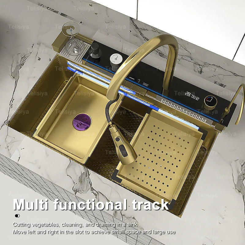 The Grandeur Waterfall Sink — Modern Luxury. Effortless Function. A Kitchen Centrepiece.