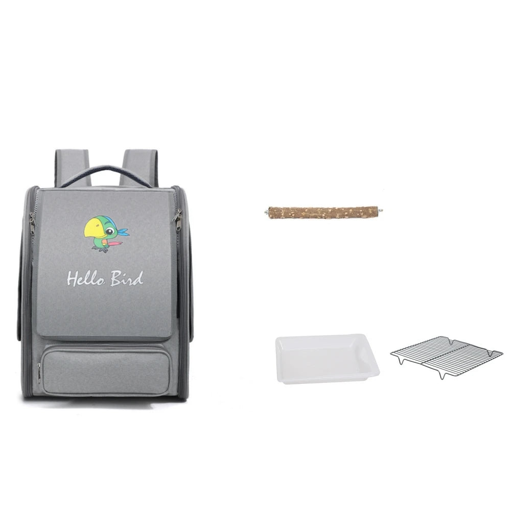 The Wing & Wander — Portable Bird Backpack Carrier with Perch & Tray 🦜✨