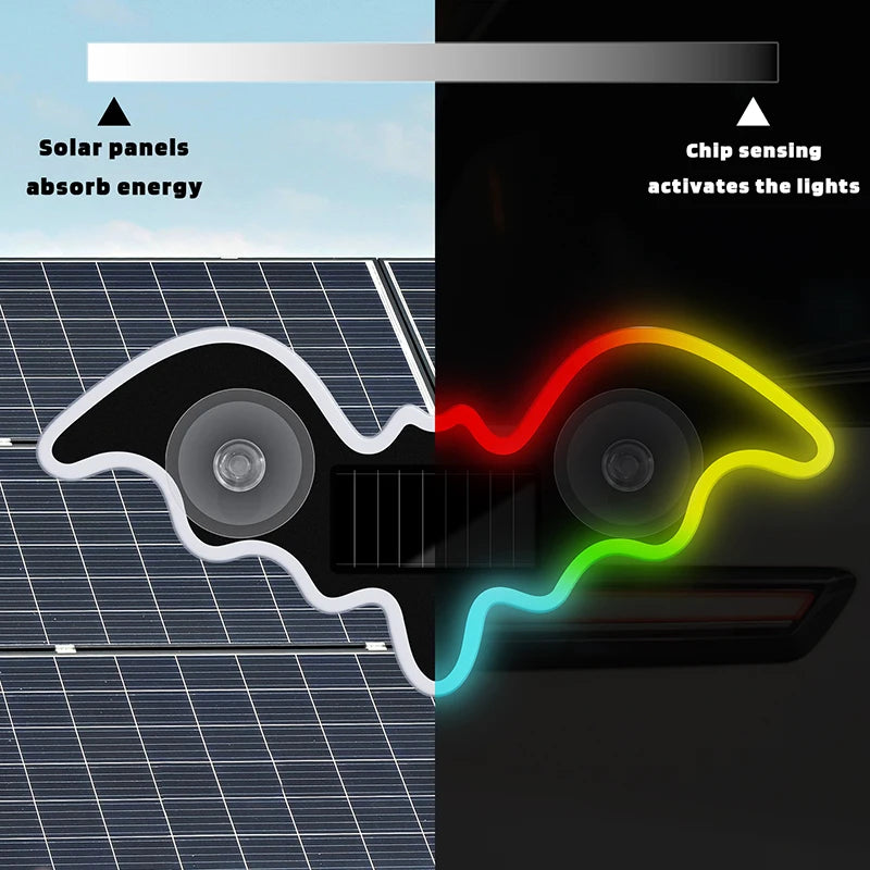 The Bat Signal — Solar Powered Bat LED Neon Atmosphere Light for Your Car 🦷💜