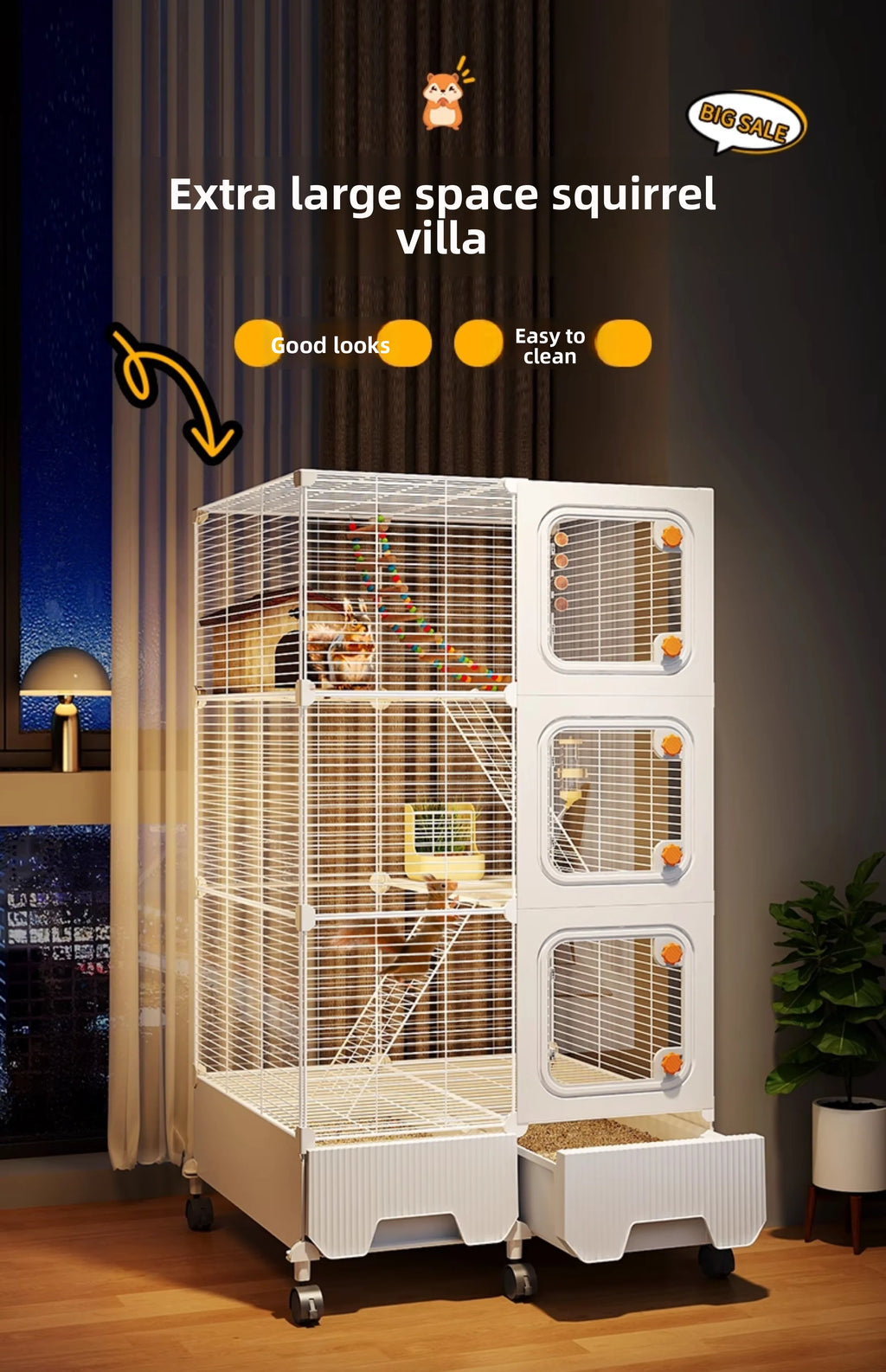 The Slay Villa — Multi-Level Cage Enclosure for Squirrels & Chinchillas 🐿️🏠