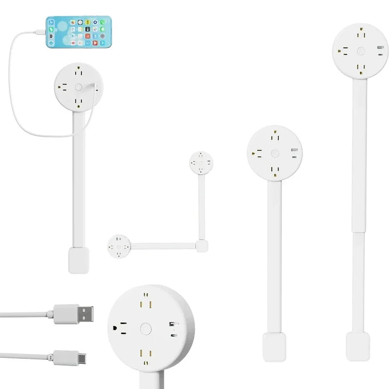 The Reach Around — Rotating Extendable Wall Plug Power Socket for Nightstands & Tight Spaces 🔌✨