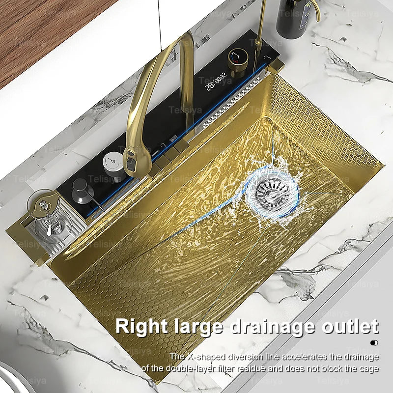 The Grandeur Waterfall Sink — Modern Luxury. Effortless Function. A Kitchen Centrepiece.