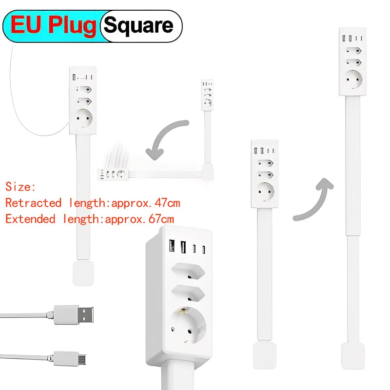 The Reach Around — Rotating Extendable Wall Plug Power Socket for Nightstands & Tight Spaces 🔌✨
