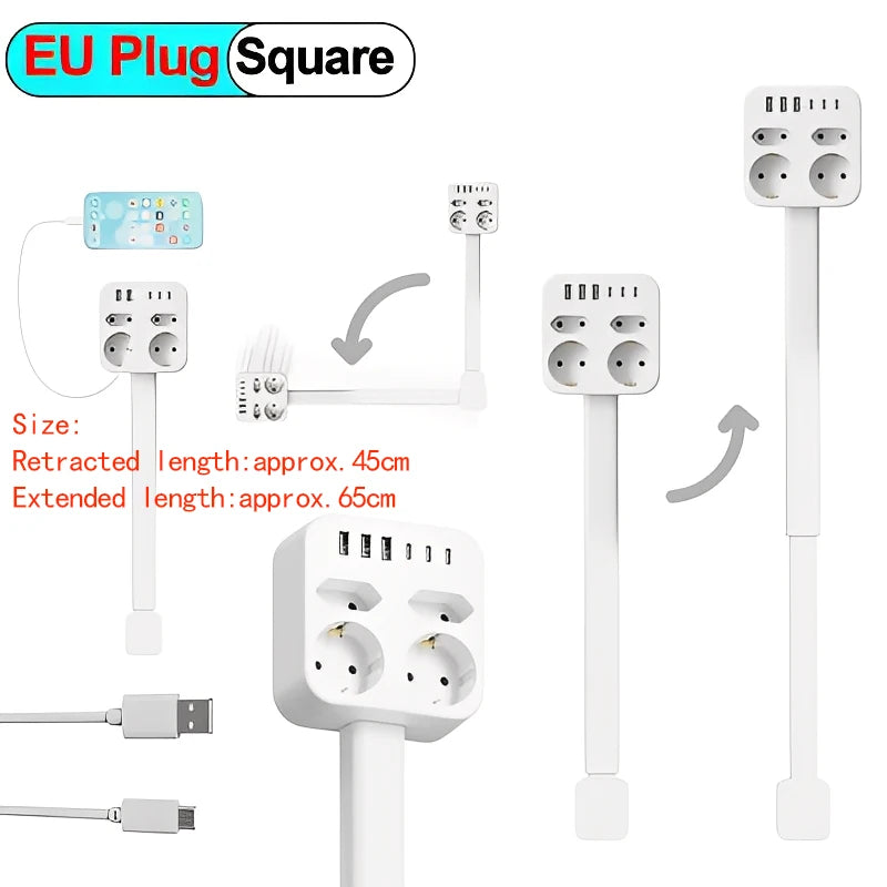 The Reach Around — Rotating Extendable Wall Plug Power Socket for Nightstands & Tight Spaces 🔌✨