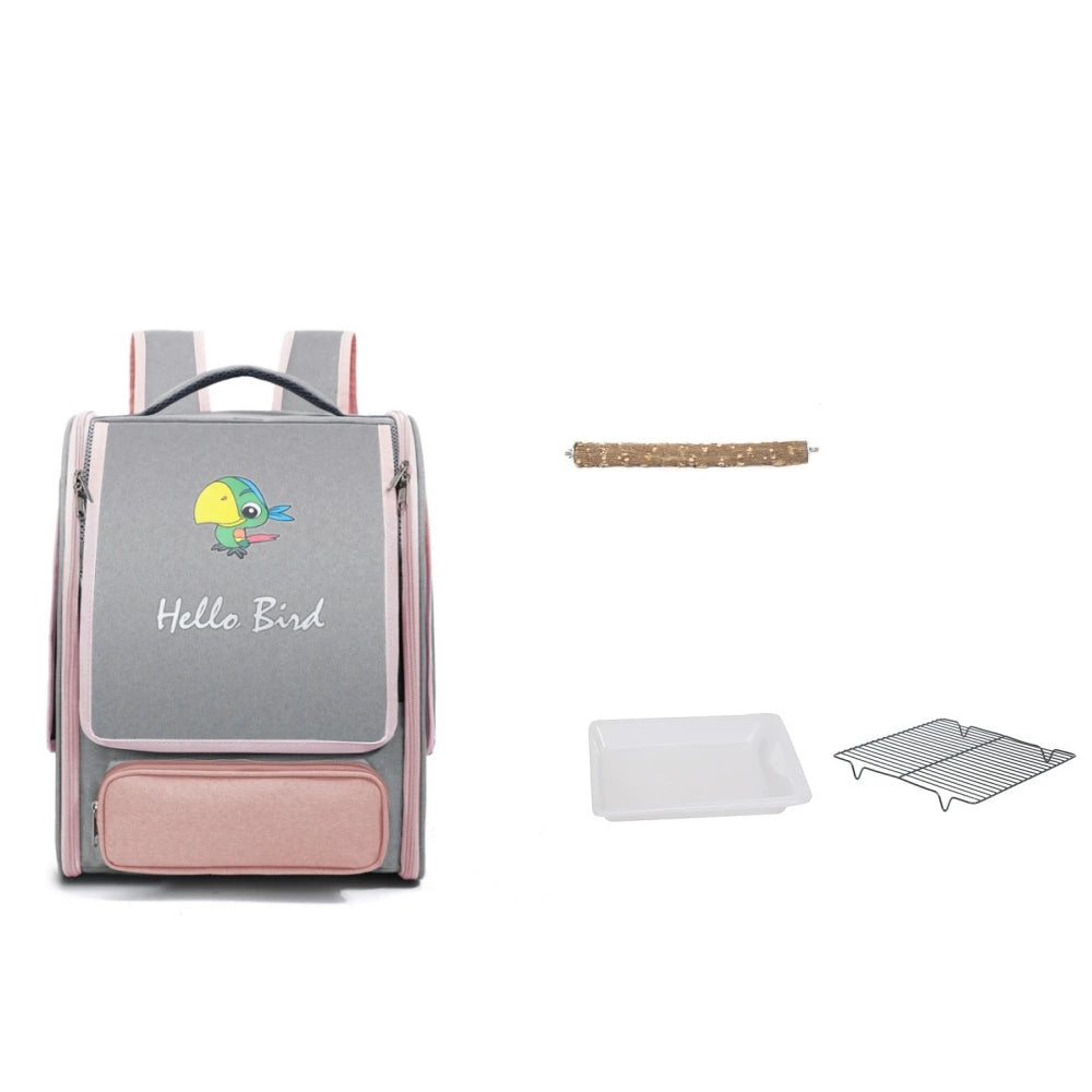 The Wing & Wander — Portable Bird Backpack Carrier with Perch & Tray 🦜✨