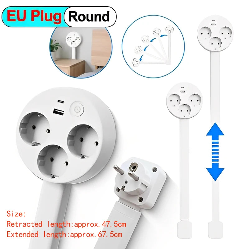 The Reach Around — Rotating Extendable Wall Plug Power Socket for Nightstands & Tight Spaces 🔌✨