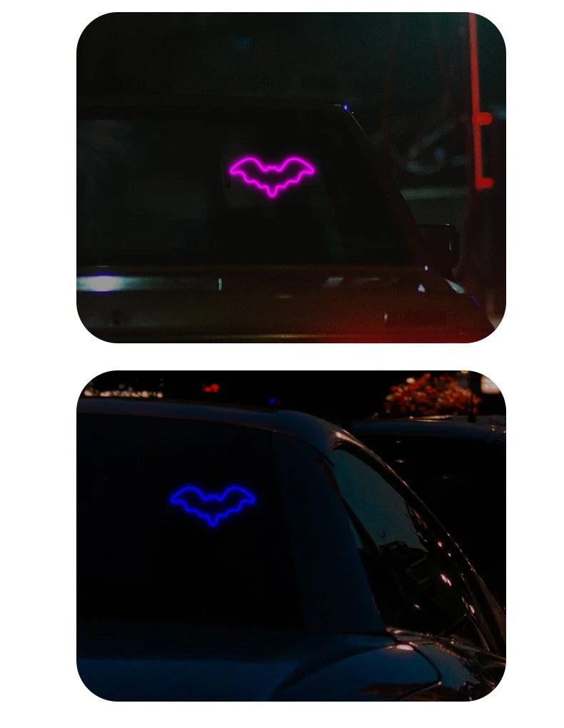 The Bat Signal — Solar Powered Bat LED Neon Atmosphere Light for Your Car 🦷💜