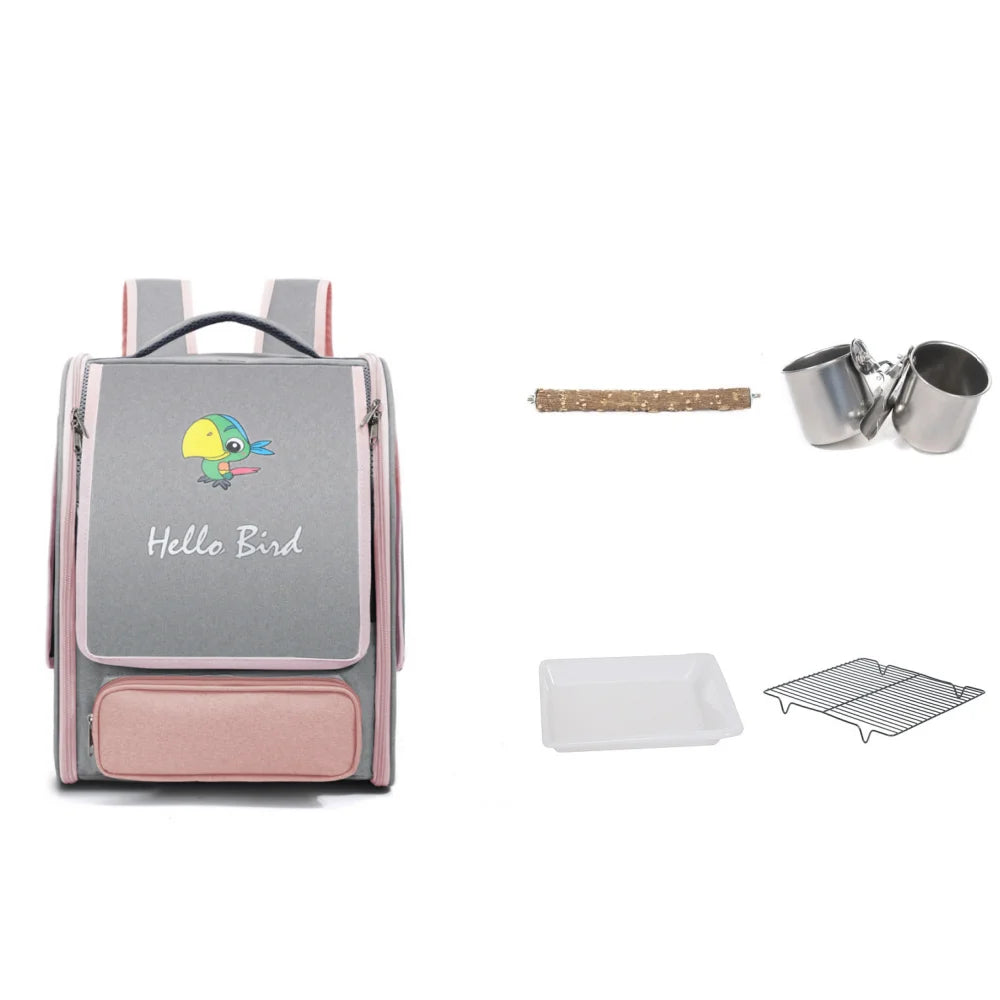 The Wing & Wander — Portable Bird Backpack Carrier with Perch & Tray 🦜✨