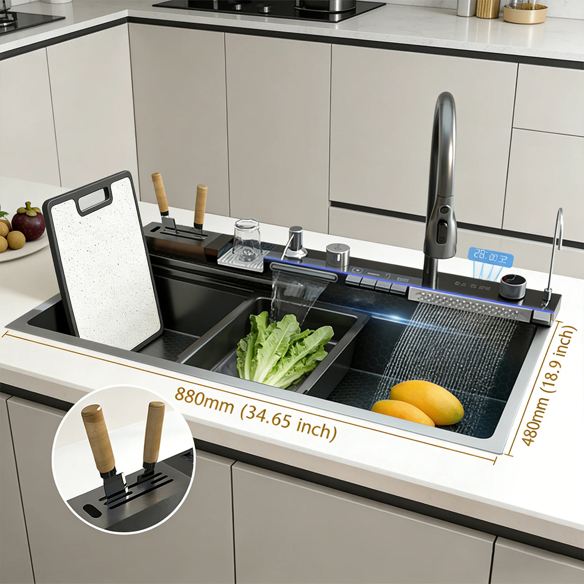 The Grandeur Waterfall Sink — Modern Luxury. Effortless Function. A Kitchen Centrepiece.