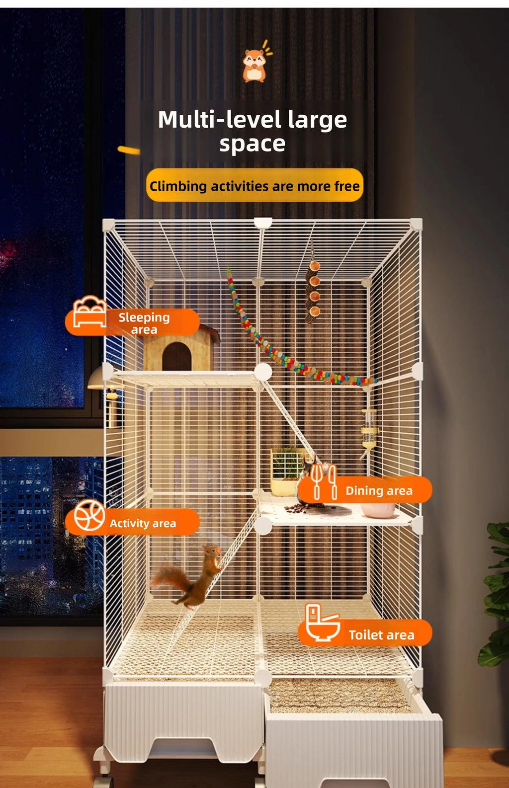 The Slay Villa — Multi-Level Cage Enclosure for Squirrels & Chinchillas 🐿️🏠