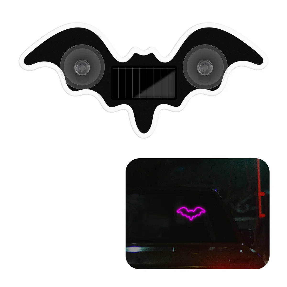 The Bat Signal — Solar Powered Bat LED Neon Atmosphere Light for Your Car 🦷💜