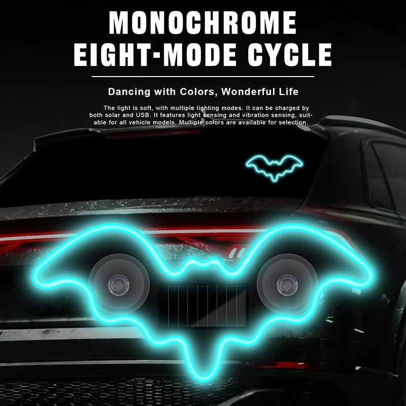 The Bat Signal — Solar Powered Bat LED Neon Atmosphere Light for Your Car 🦷💜