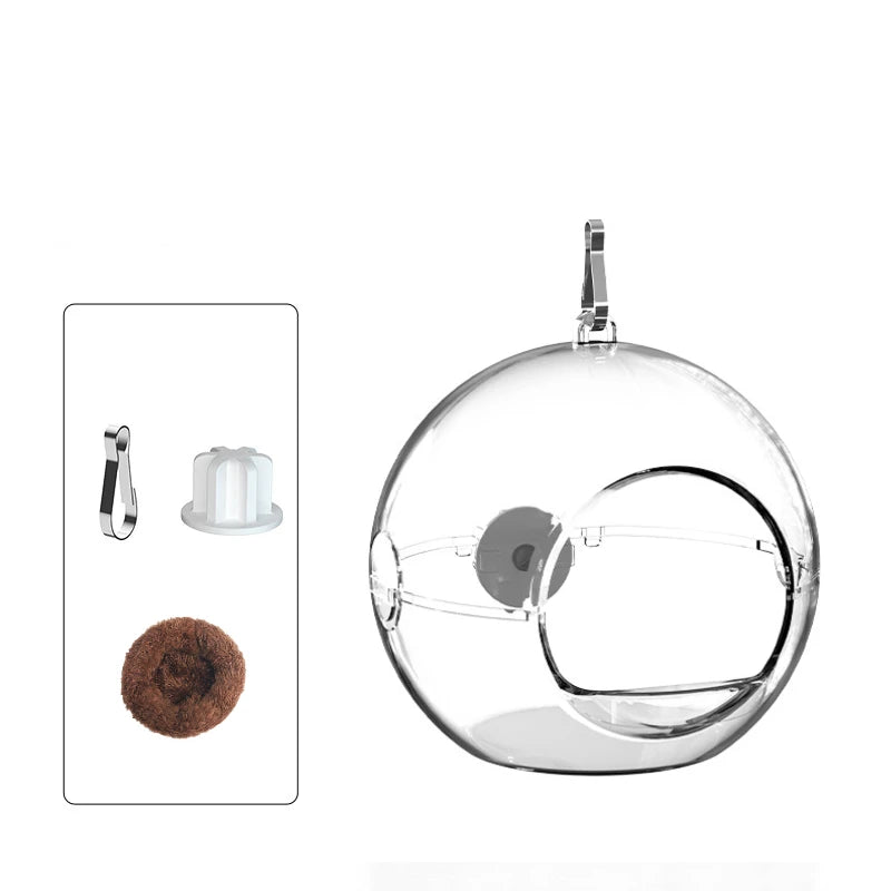 The Crystal Nest — Transparent Hanging Bird House for Parakeets & Small Parrots 🦜✨