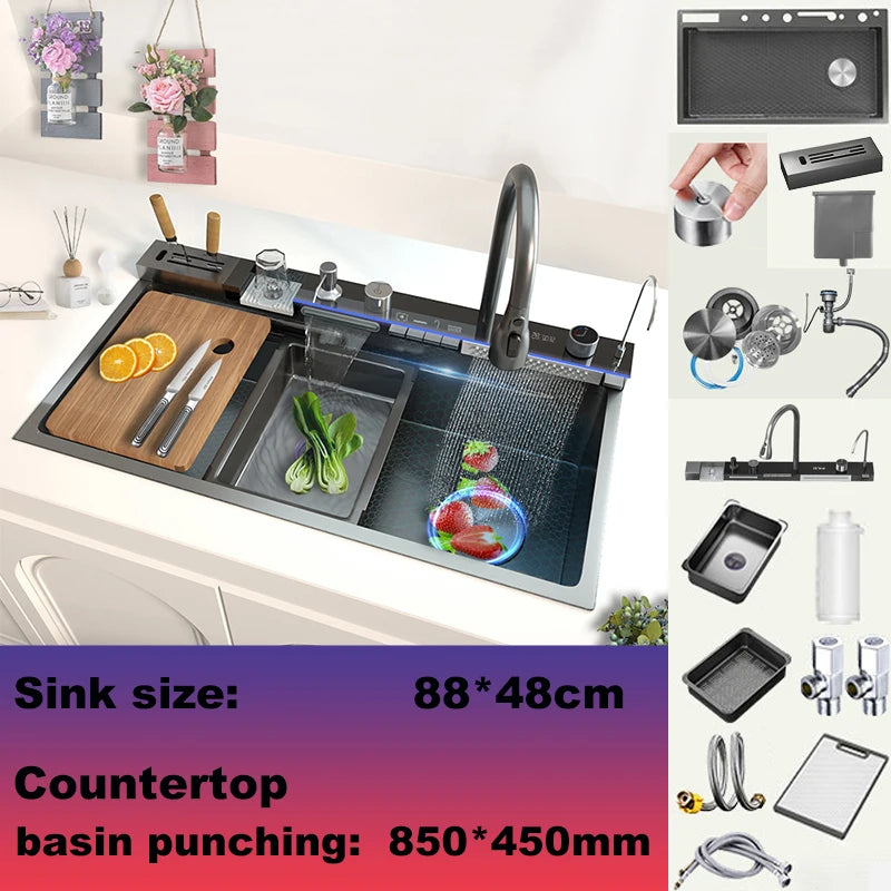 The Grandeur Waterfall Sink — Modern Luxury. Effortless Function. A Kitchen Centrepiece.