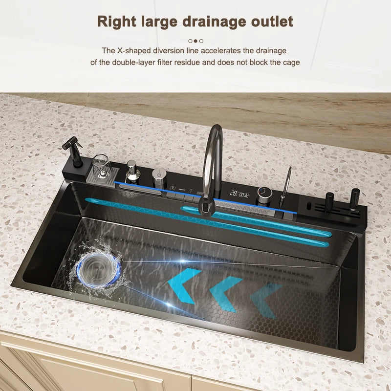 The Grandeur Waterfall Sink — Modern Luxury. Effortless Function. A Kitchen Centrepiece.