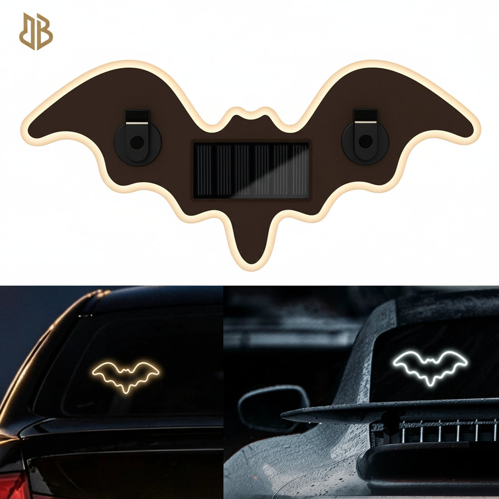 The Bat Signal — Solar Powered Bat LED Neon Atmosphere Light for Your Car 🦷💜