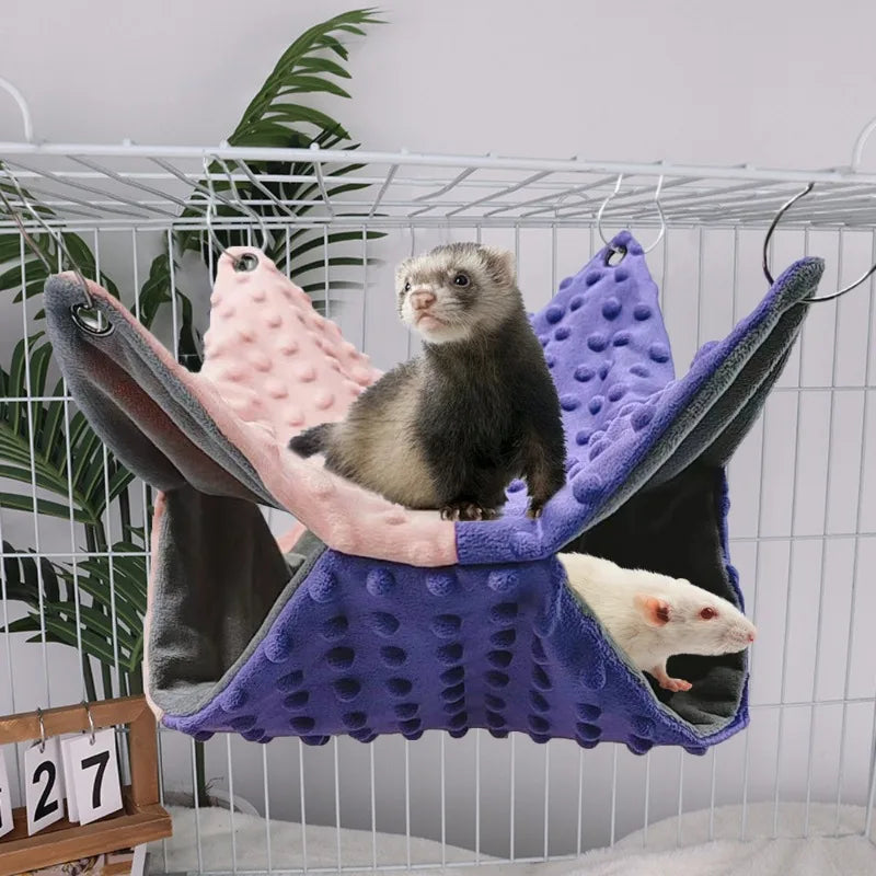 The Snuggle Pod — Double-Thickened Fleece Hanging Hammock for Guinea Pigs, Squirrels & Small Pets 🐿️🫗