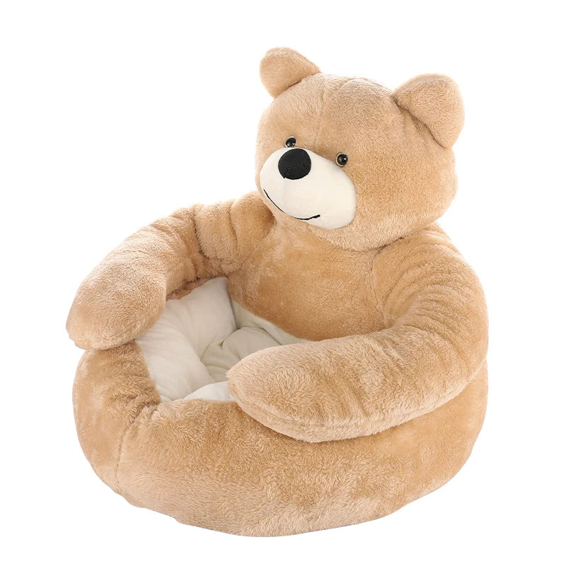 The Bear Hug Bed — Plush Semi-Enclosed Pet Nest for Dogs & Cats Who cuddle in Style 🐾🦎
