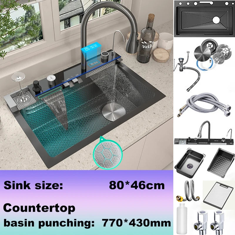 The Grandeur Waterfall Sink — Modern Luxury. Effortless Function. A Kitchen Centrepiece.