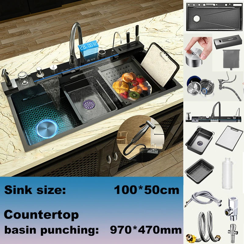 The Grandeur Waterfall Sink — Modern Luxury. Effortless Function. A Kitchen Centrepiece.