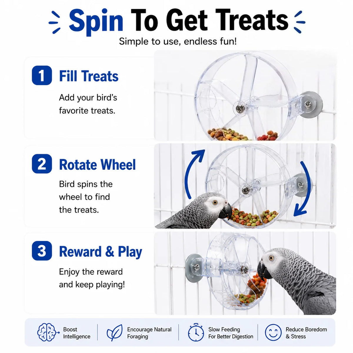 The Grand Forage Wheel — Rotating Treat Dispenser for Parrots & Macaws 🦜🌏