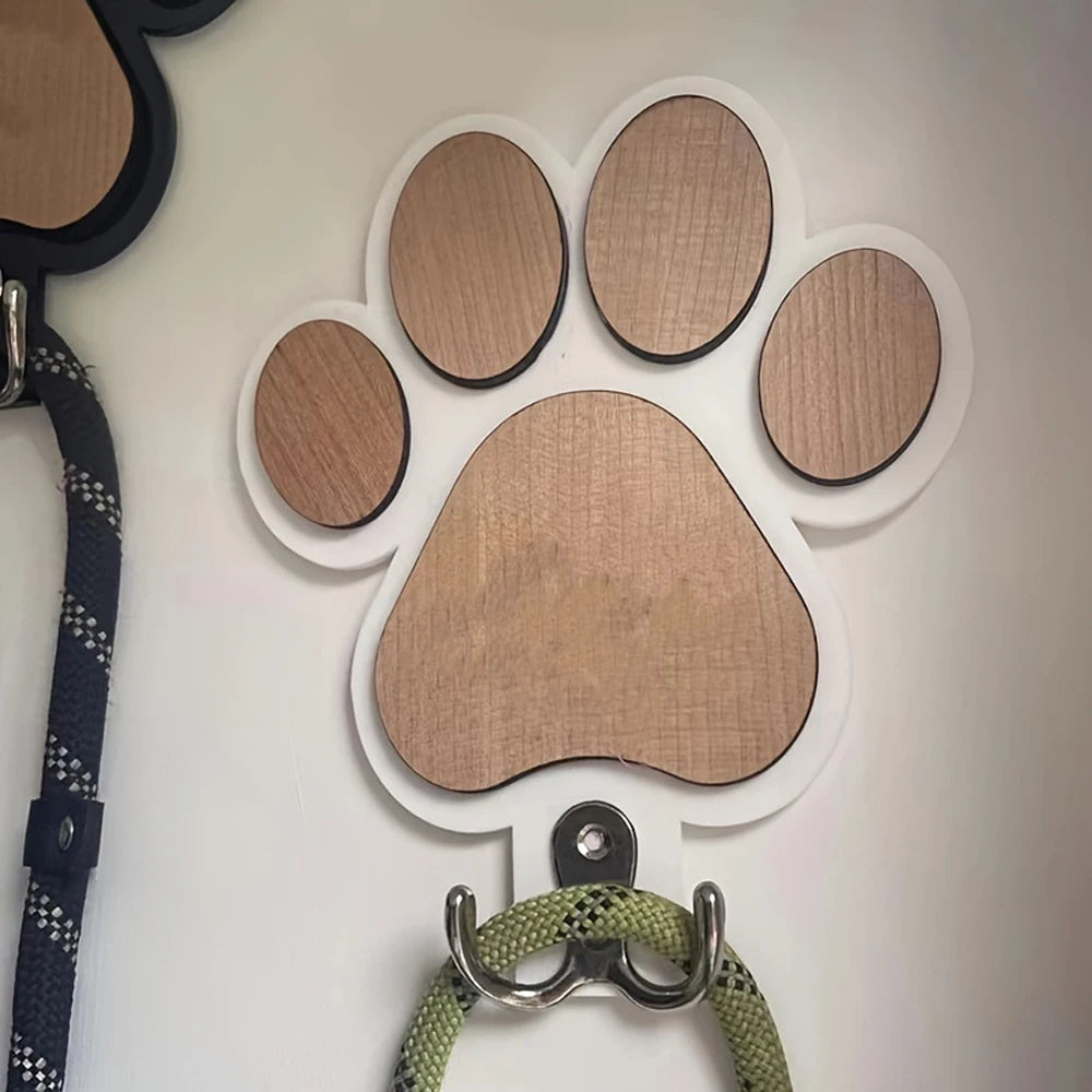 The Paw Hook — Wooden Paw Print Wall Hook for Dog Leashes, Collars & Coats 🐾🪵