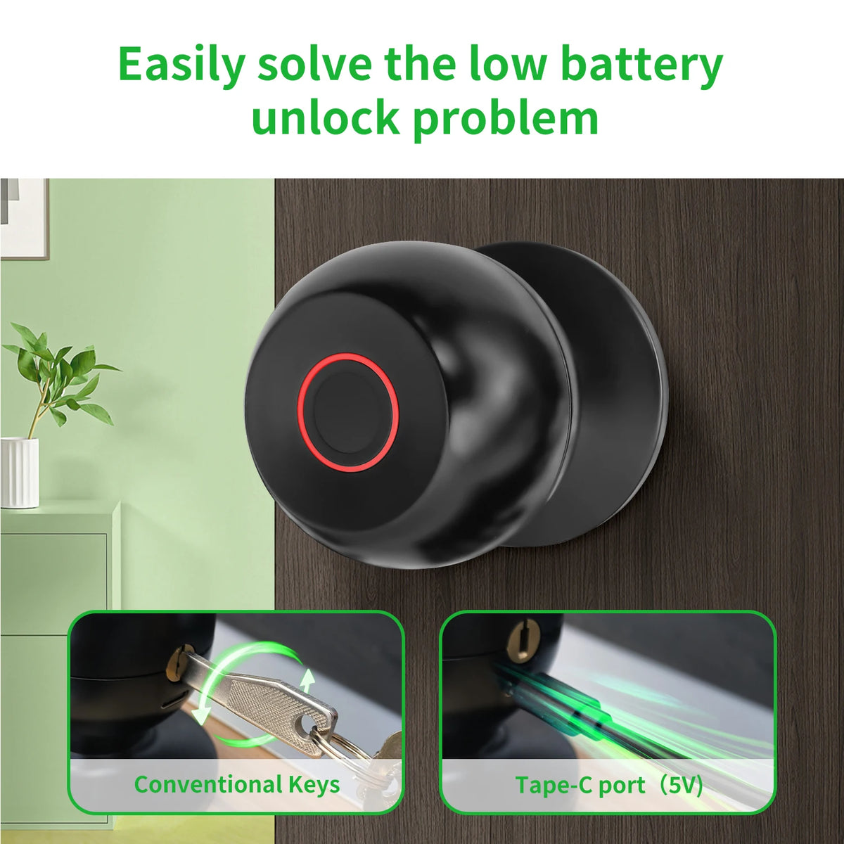 The Smart Entry — Fingerprint Door Lock With Backup Key for Seamless Access 🔐✨