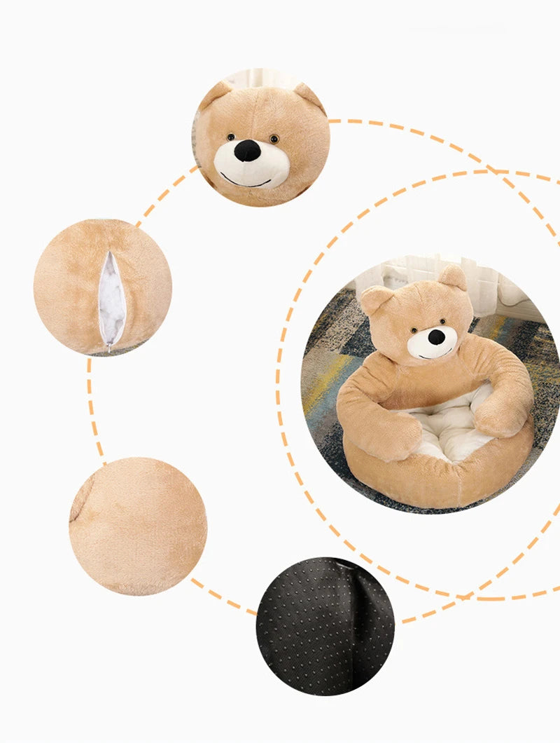The Bear Hug Bed — Plush Semi-Enclosed Pet Nest for Dogs & Cats Who cuddle in Style 🐾🦎