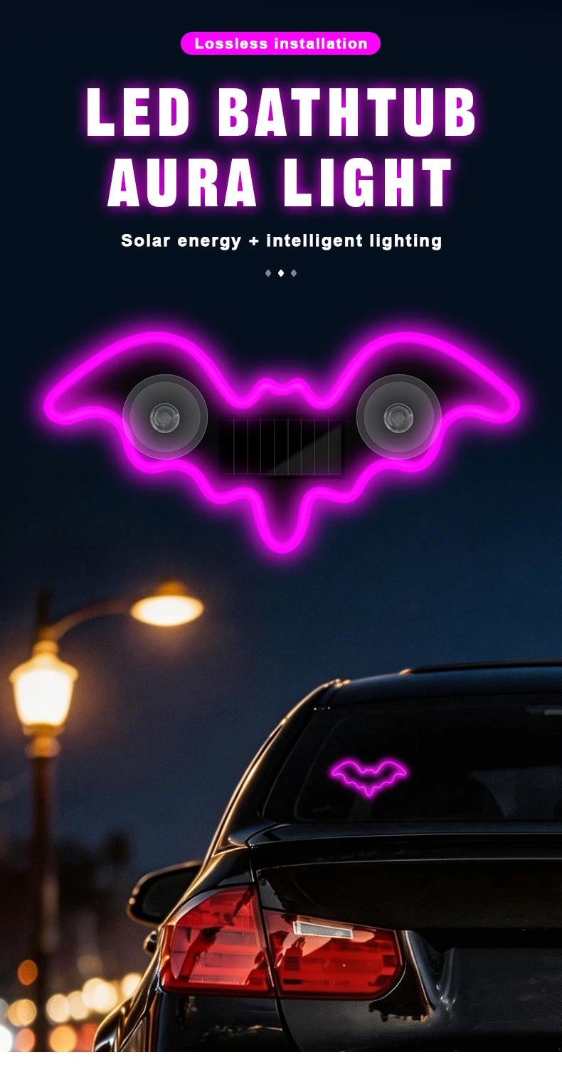 The Bat Signal — Solar Powered Bat LED Neon Atmosphere Light for Your Car 🦷💜