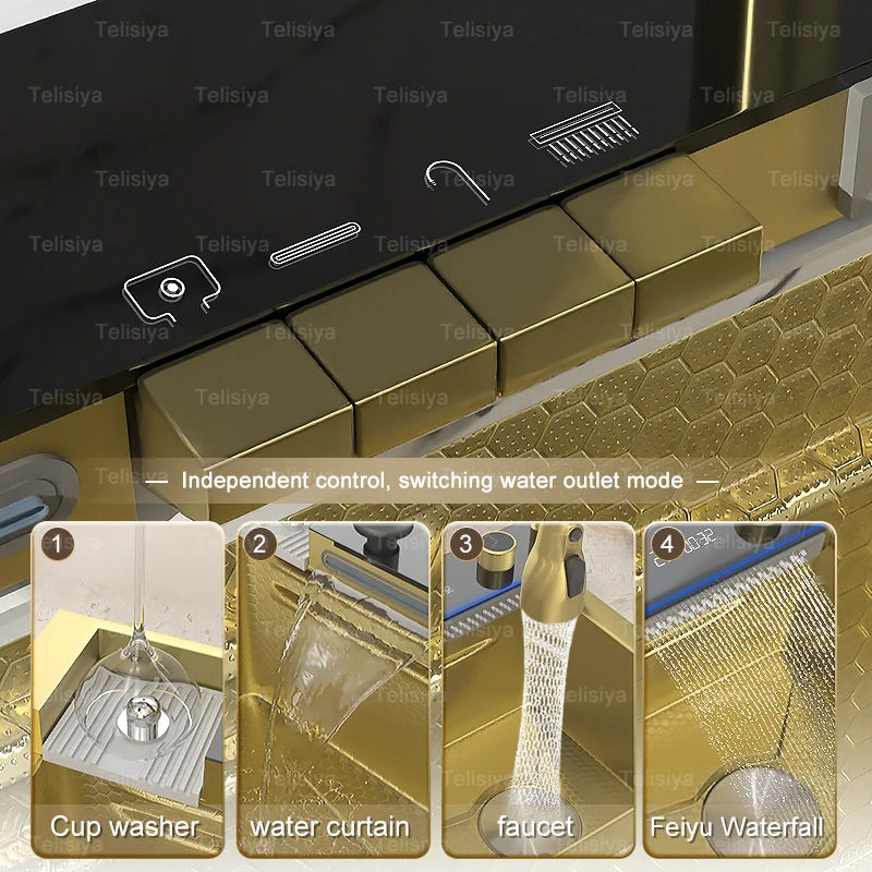 The Grandeur Waterfall Sink — Modern Luxury. Effortless Function. A Kitchen Centrepiece.